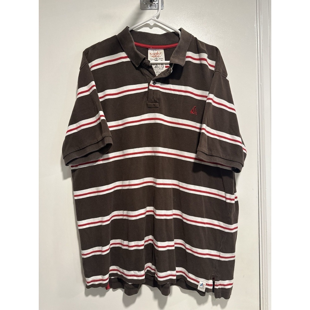 VTG Y2K Steve & Barry's WonderWall Sz: XL Surf Utility Pique striped polo shirt